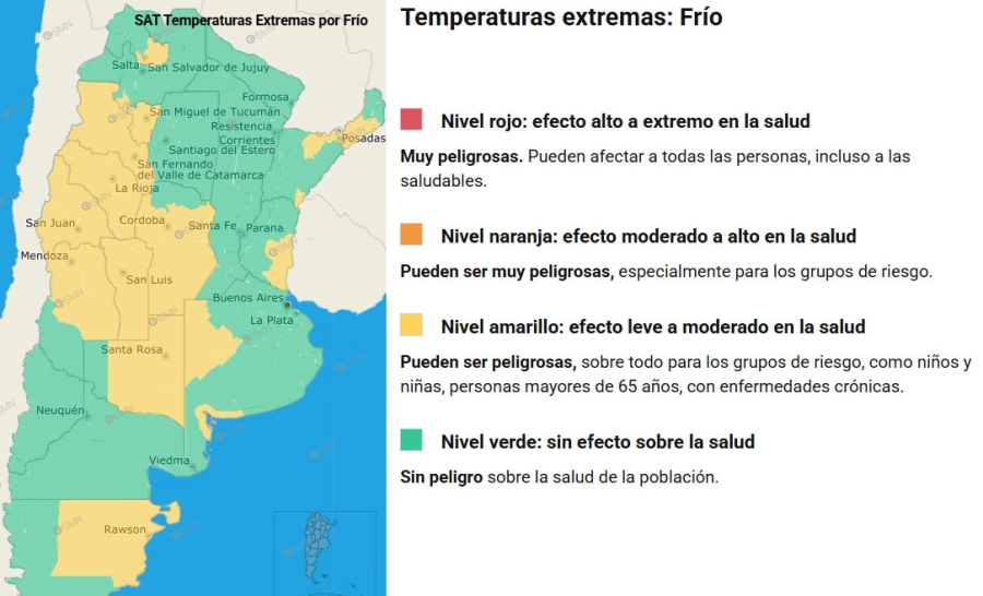 Alerta por fr&iacute;o extremo. SMN