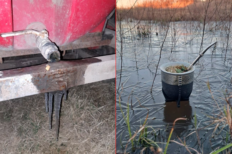 A las 7 de la mañana en Nogoy&aacute;, se registr&oacute; la marca de -1.6&deg; (foto Cachi Gool Gonzalez)