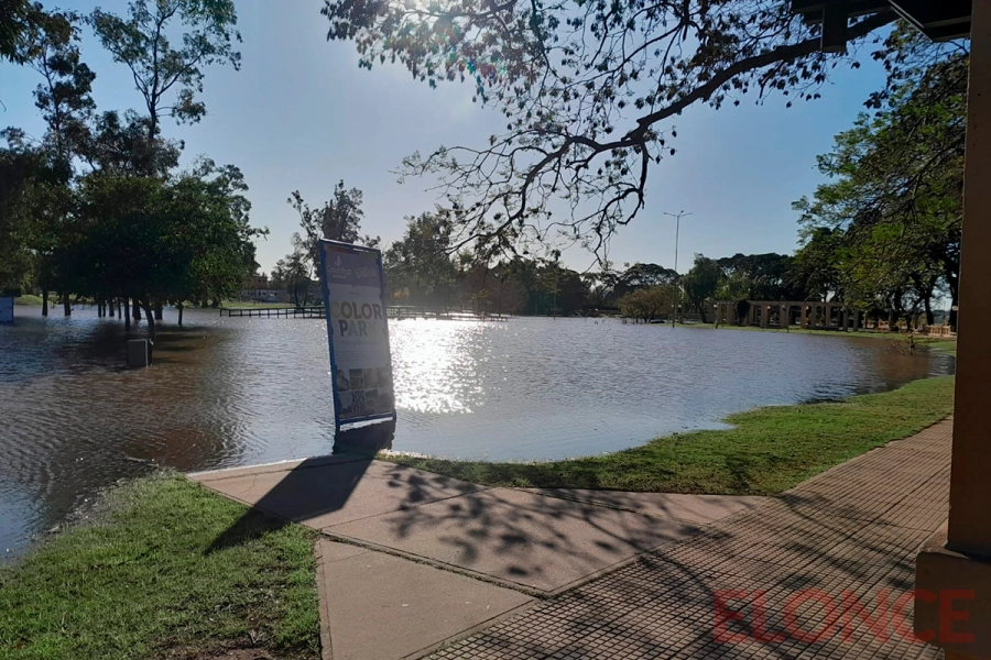 El r&iacute;o se mantiene estacionario en Concordia, pero el agua avanza (foto Elonce)