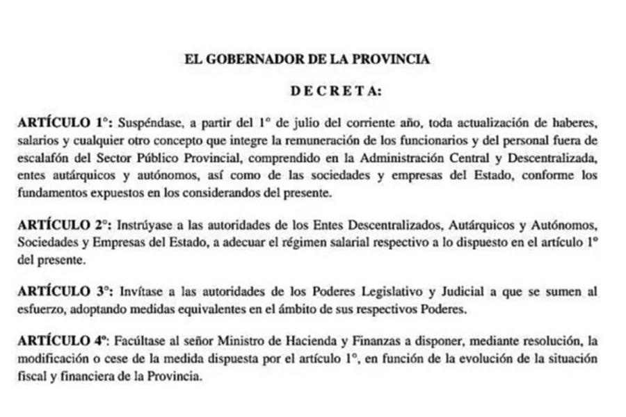Congelan por decreto los sueldos de funcionarios. Gobierno de Entre Ríos