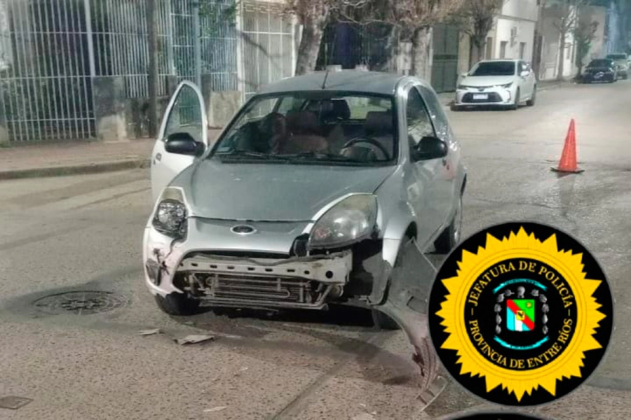 Los destrozos en el auto tras el choque (foto Polic&iacute;a de Entre R&iacute;os)