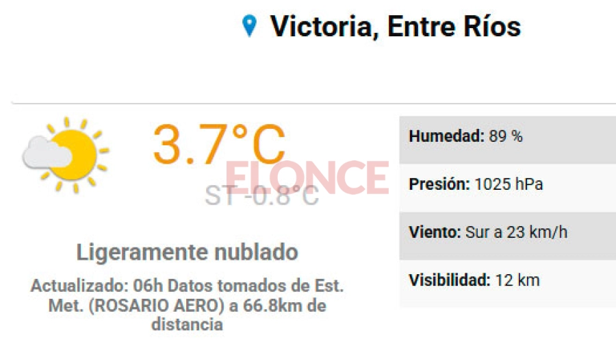 La temperatura de Victoria, seg&uacute;n el SMN