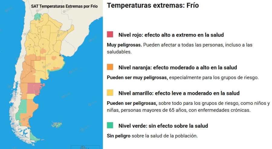Alertas por frío extremo. SMN