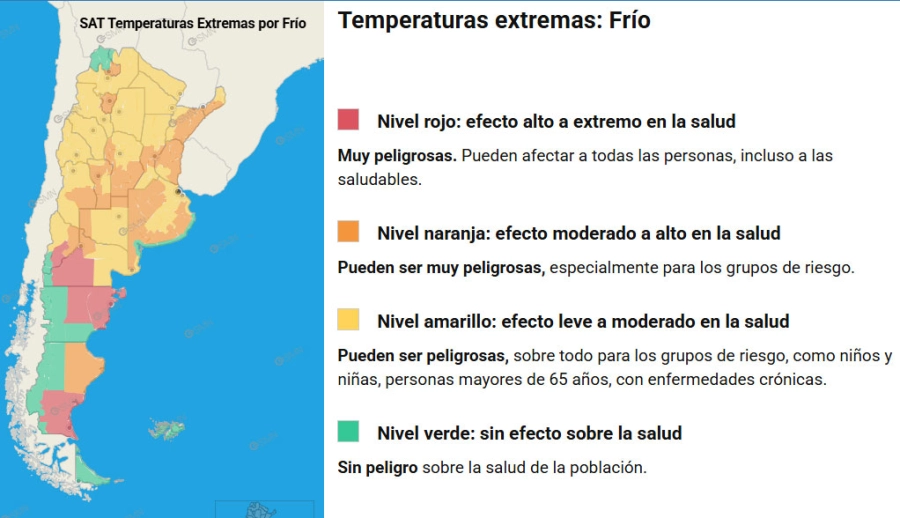 Alertas por bajas temperaturas. SMN