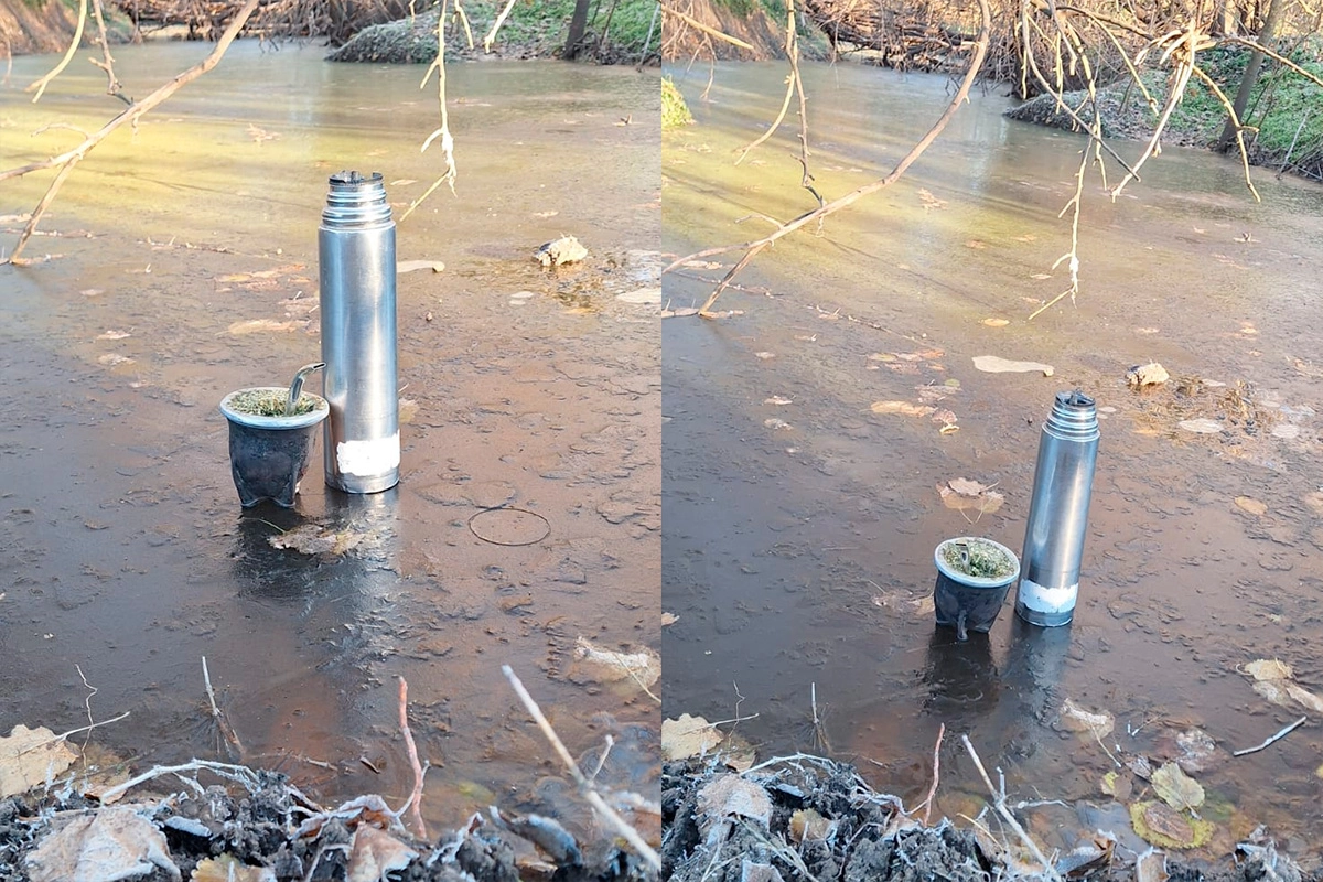 Arroyo congelado en el Departamento Nogoyá