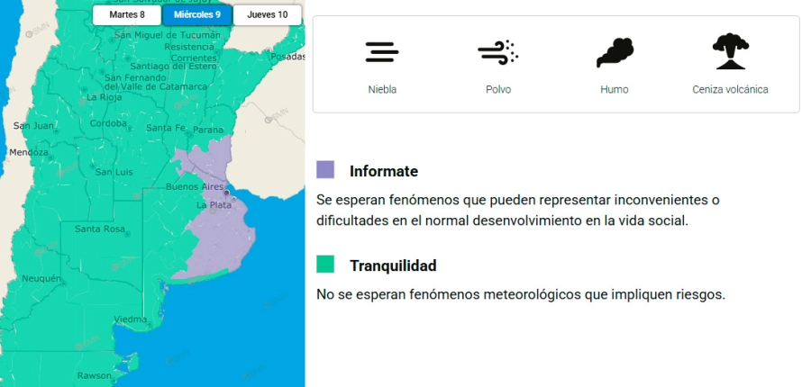 Alerta por niebla para este mi&eacute;rcoles a la madrugada. SMN