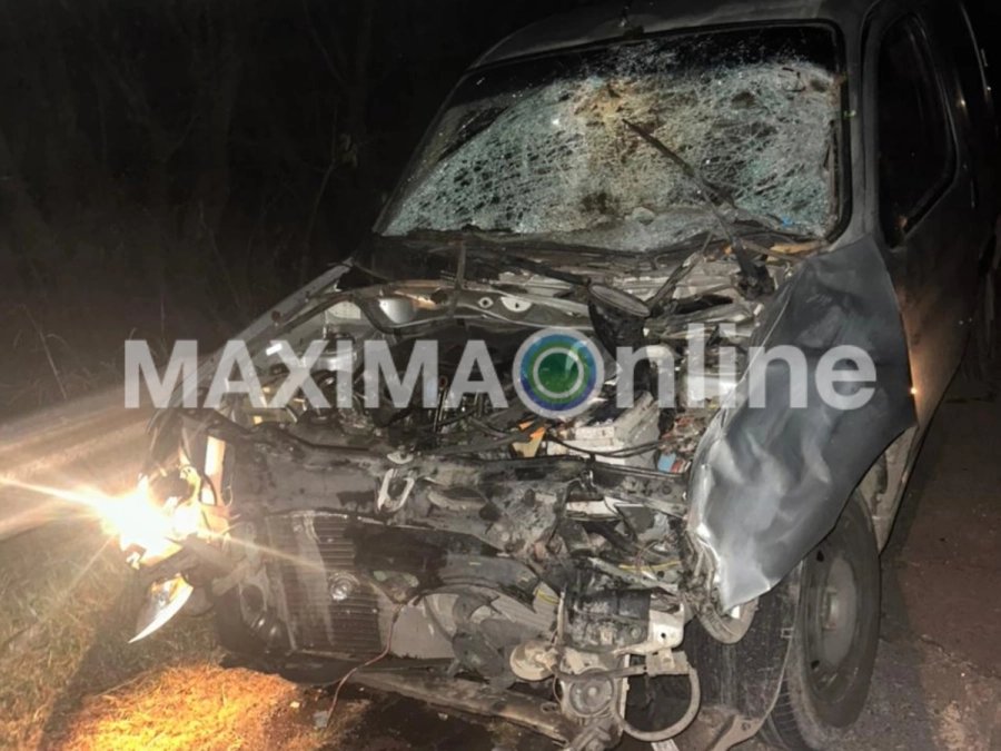 El auto qued&oacute; destrozado tras el accidente en medio de la niebla (foto Radio M&aacute;xima)