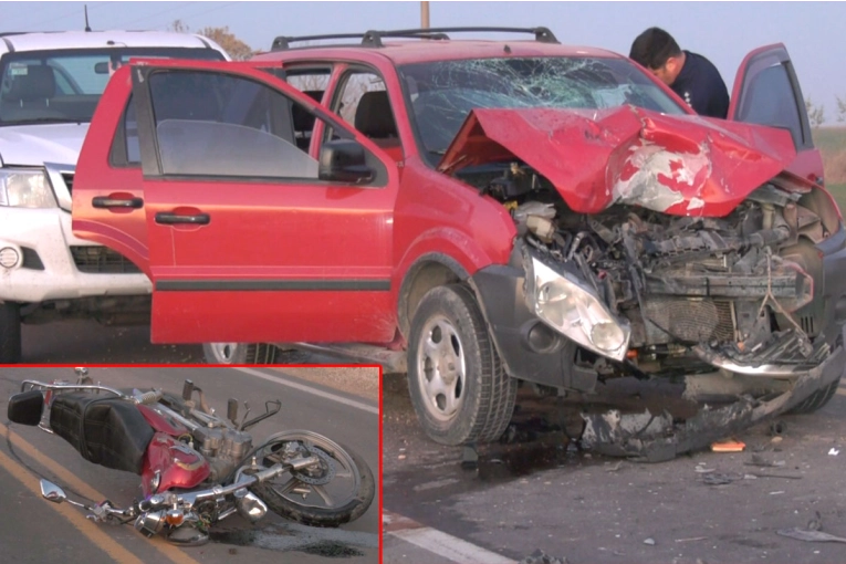 Motociclista giró en “U” sobre Ruta 131, provocó choque múltiple y terminó hospitalizado