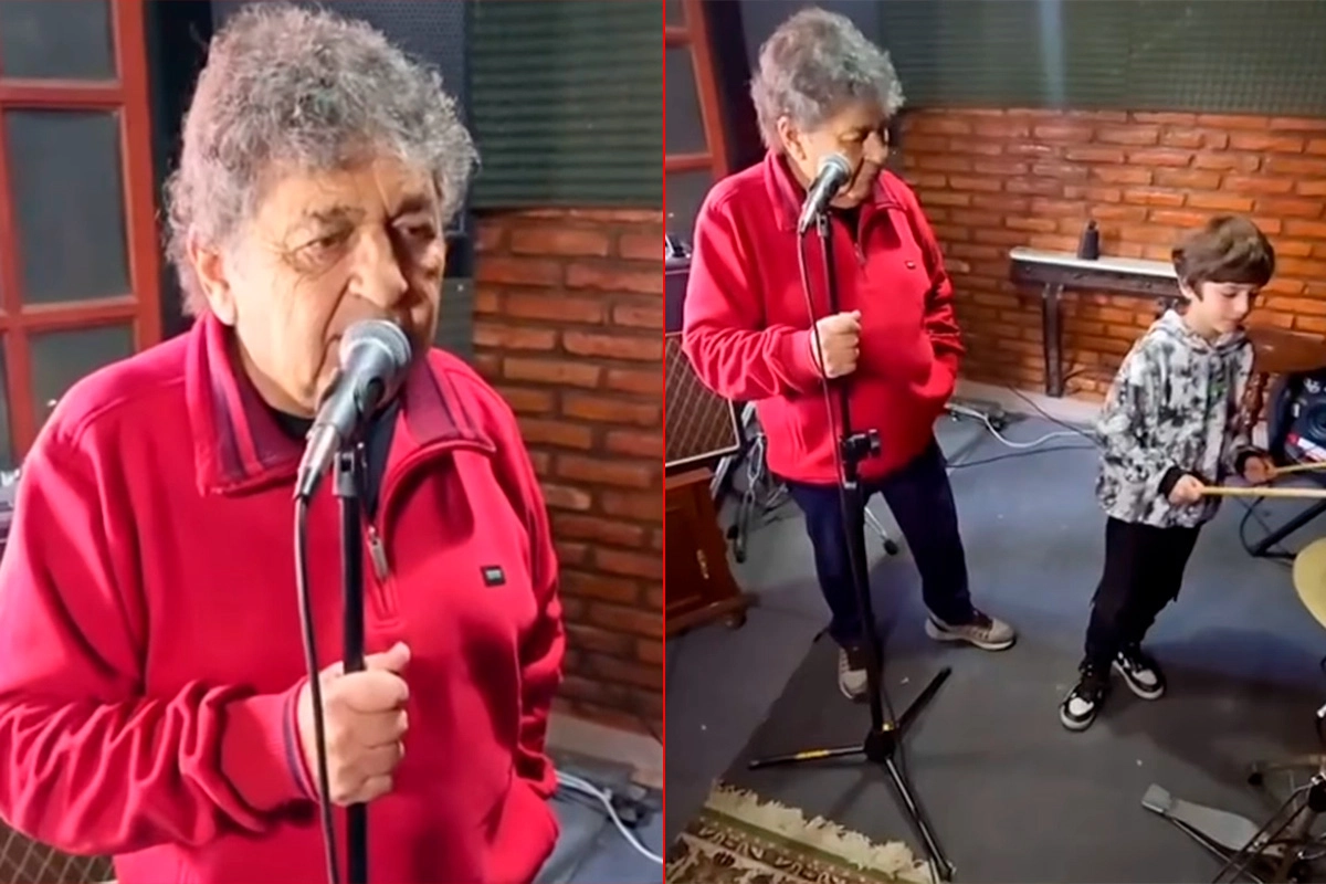 Cacho Deicas ensayando con su nieto Cacho Deicas ensayando con su nieto