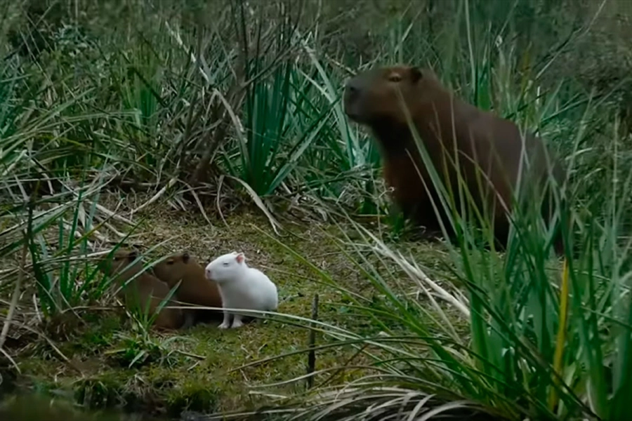 Carpinchos albinos en Uruguay