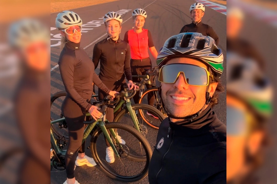 Nicole Neumann disfrut&oacute; del ciclismo y el atardecer en Entre R&iacute;os