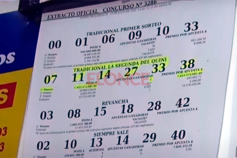 Los n&uacute;meros del Quini 6 de este domingo. Captura TN