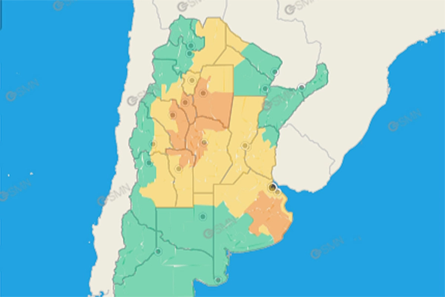 Zonas del pa&iacute;s en alerta por tormentas y vientos. SMN