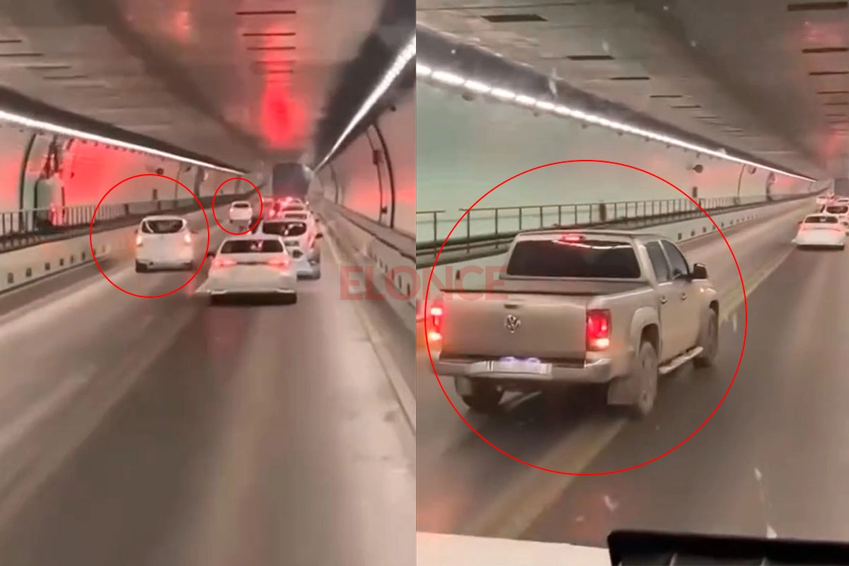Video muestra vehículos sobrepasando a otros en el Túnel