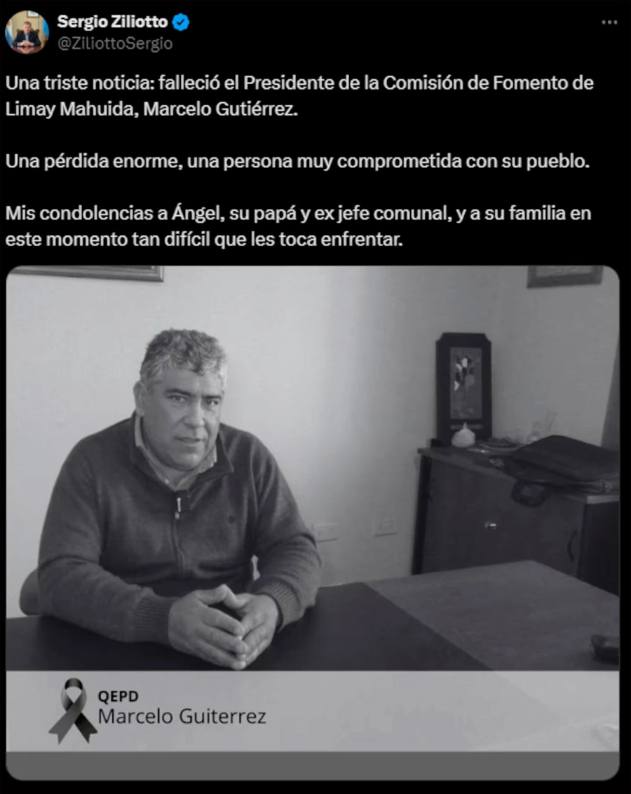 El posteo del gobernador de La Pampa, Sergio Ziliotto. (Foto: captura X / @ZiliottoSergio).