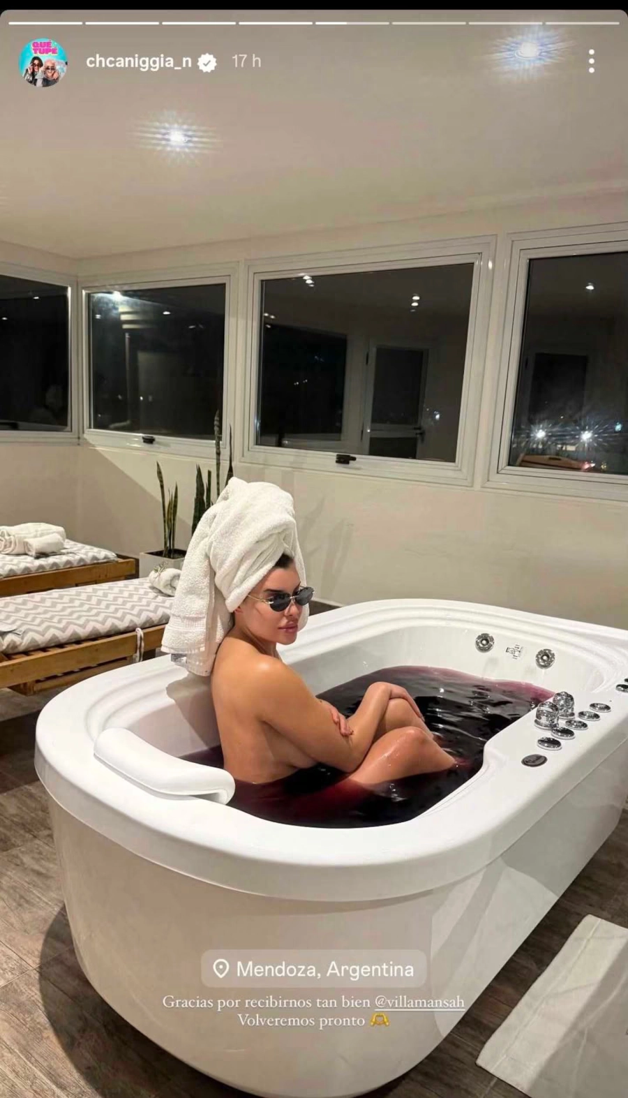 Charlotte Caniggia en la ba&ntilde;era. Instagram