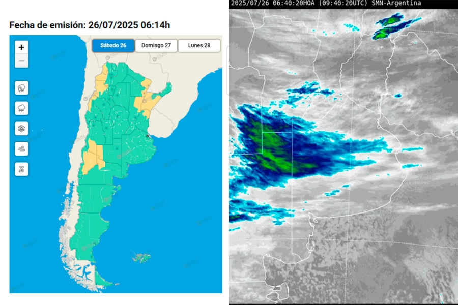 Alerta por tormentas (captura de pantalla SMN)