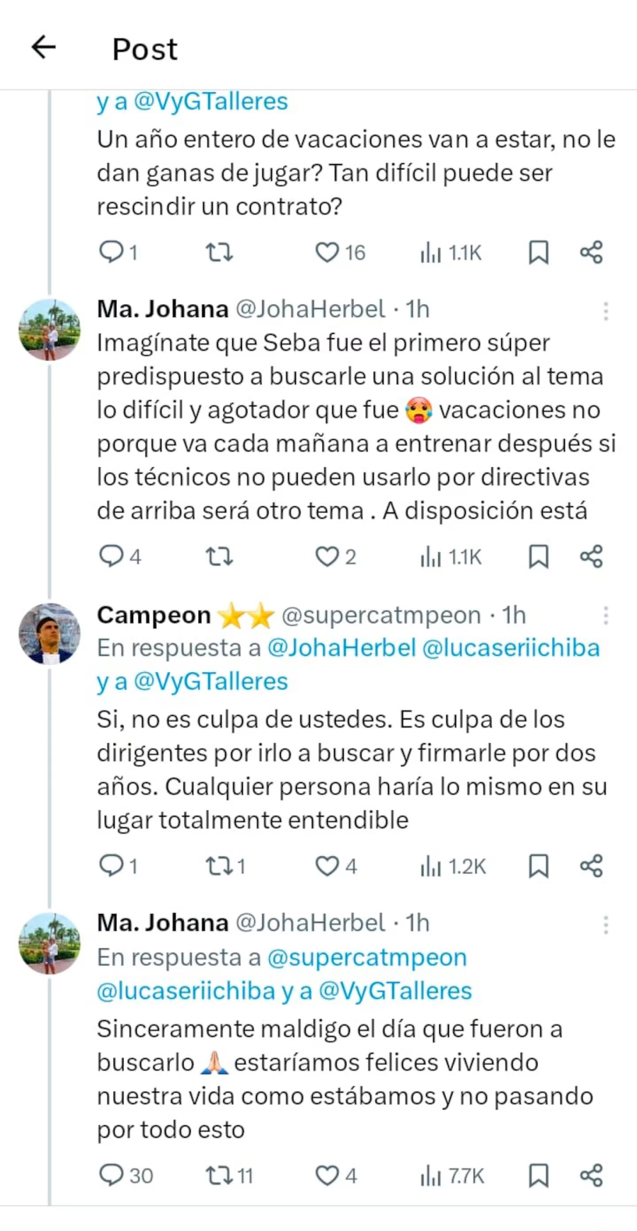 Johana Herbel y su cruce en Twitter