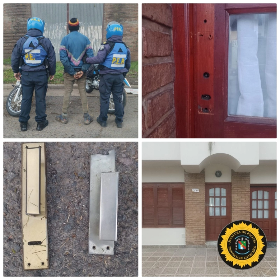 Robo de un picaporte en Paran&aacute; (foto Polic&iacute;a de Entre R&iacute;os)