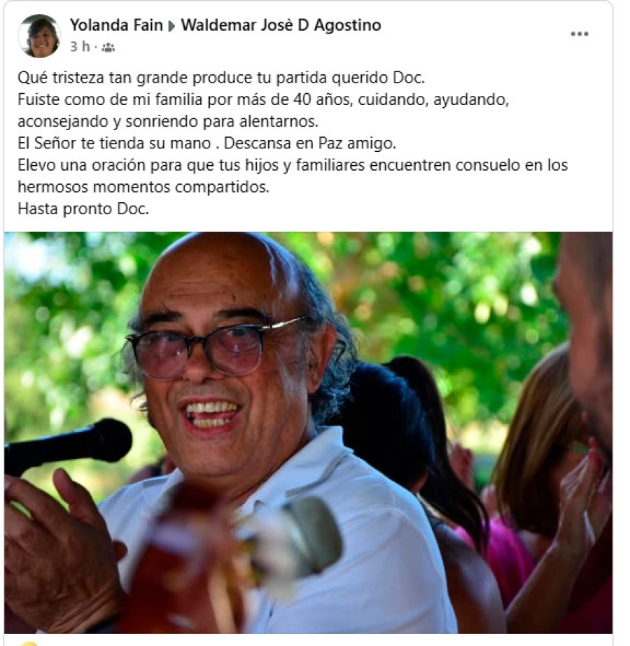 Despiden al m&eacute;dico Waldemar Jos&eacute; D&acute;Agostino.