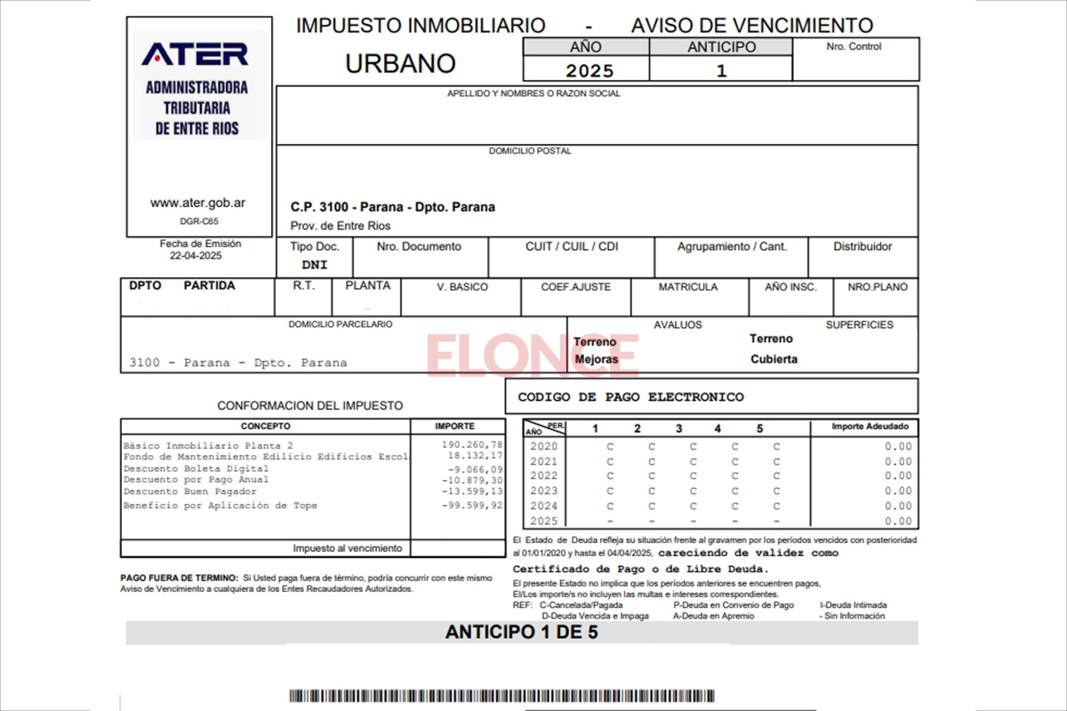 Desde agosto las boletas de ATER sólo serán en formato digital