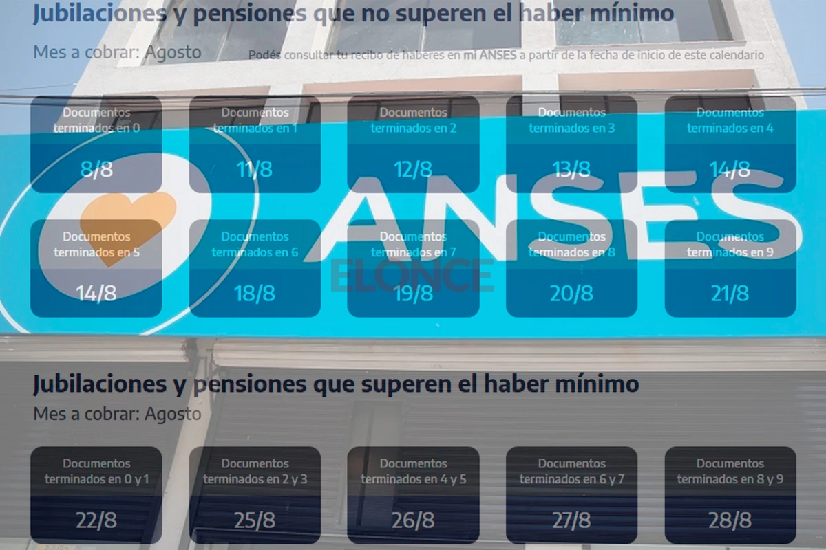 Cronogramas de Anses para agosto.