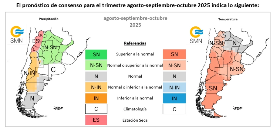El pronóstico climático trimestral. SMN.