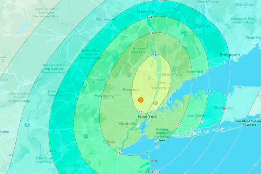 Sismo de magnitud 3 sacudi&oacute; Nueva York (foto Servicio Geol&oacute;gico de EEUU)