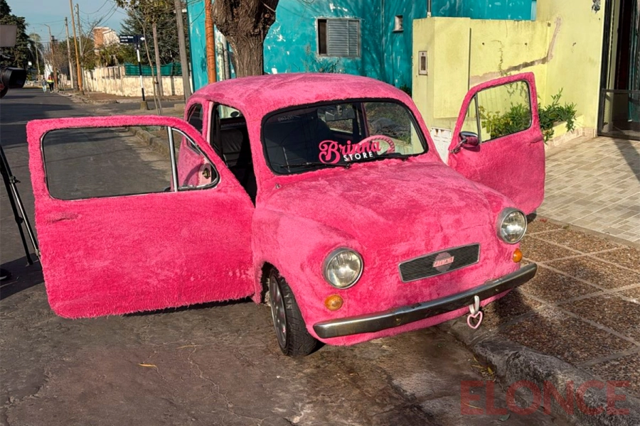 La historia del Fiat 600 cubierto de peluche que despierta sonrisas