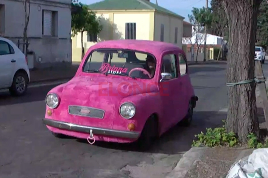 La historia del Fiat 600 cubierto de peluche que despierta sonrisas