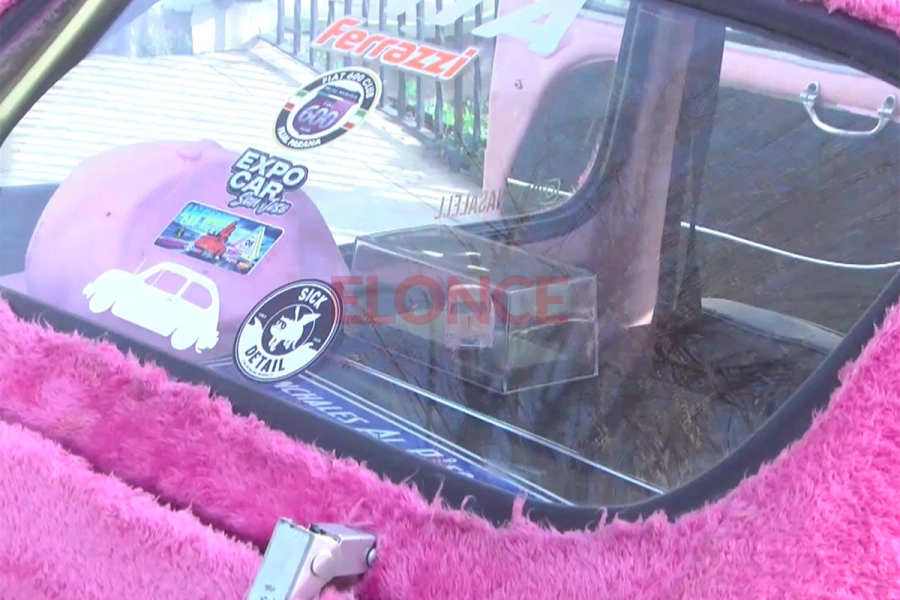 La historia del Fiat 600 cubierto de peluche que despierta sonrisas