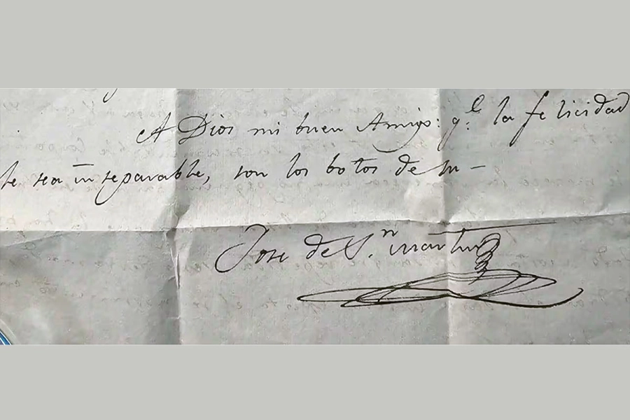 La firma de San Mart&iacute;n al final de la carta. (Foto: TN)