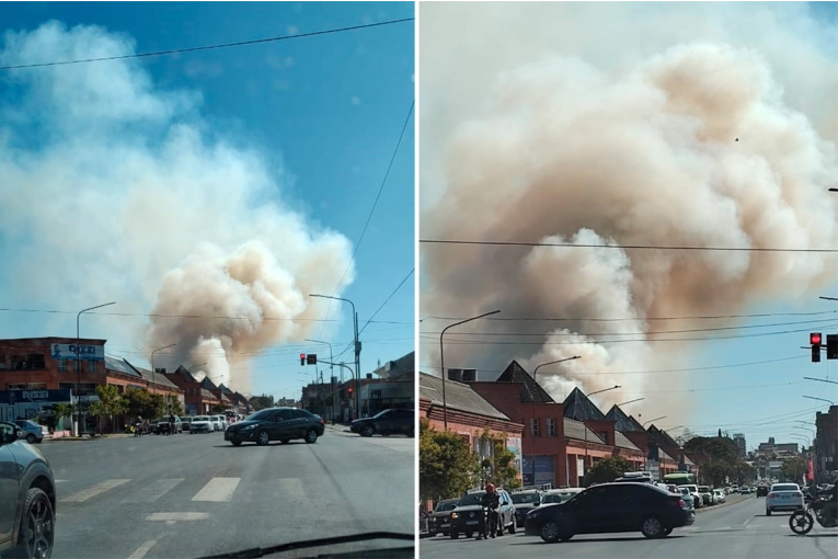 Incendio de pastizales en el ex hipódromo de Paraná generan una gran columna de humo