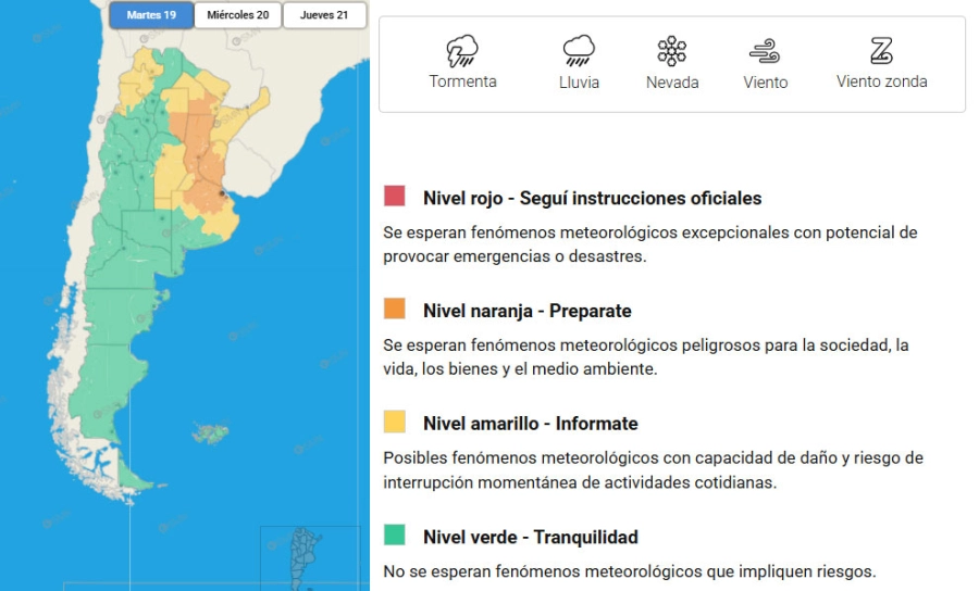 Alerta por tormentas. SMN