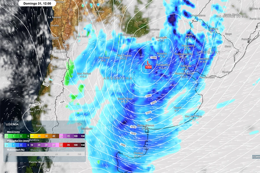 Ciclogénesis y lluvias para el sábado y domingo. Meteored