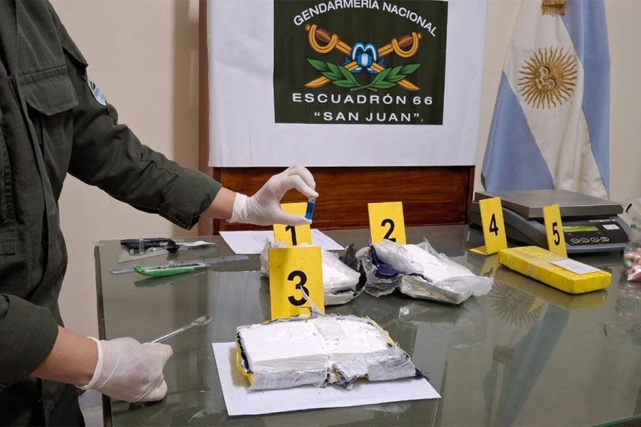 Coca&iacute;na incautada en San Juan. Gendarmer&iacute;a Nacional