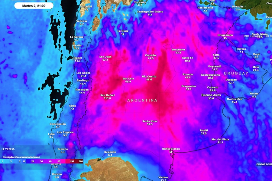 Las previsiones de lluvias. Meteored