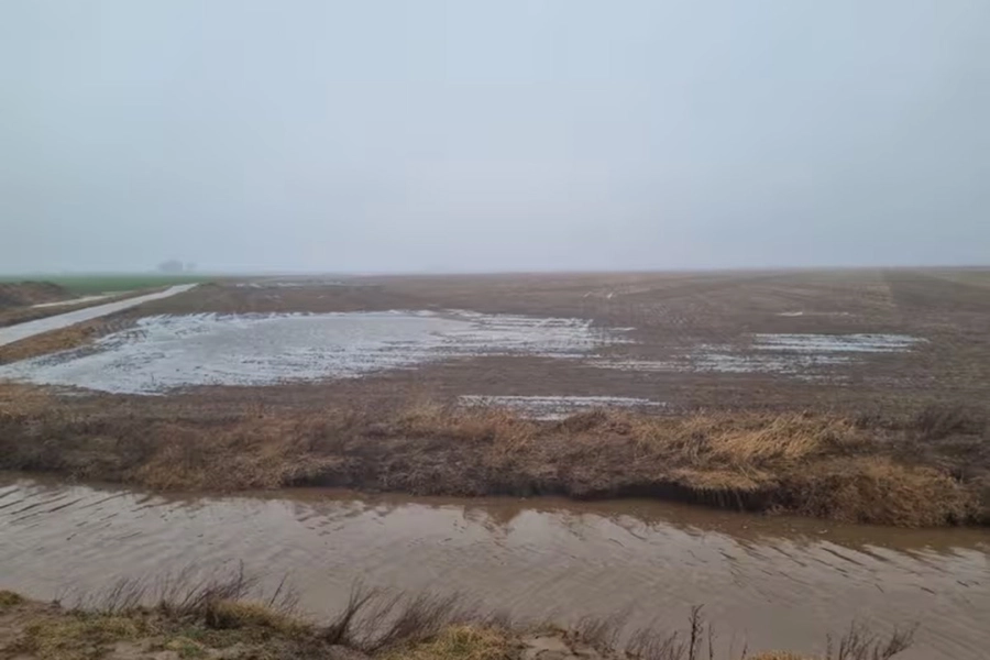 Otra postal del agua acumulada. Foto: La Naci&oacute;n.