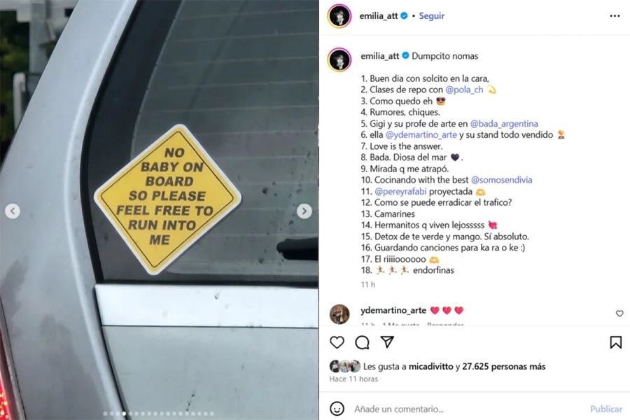 El posteo de Emilia Attias. Instagram