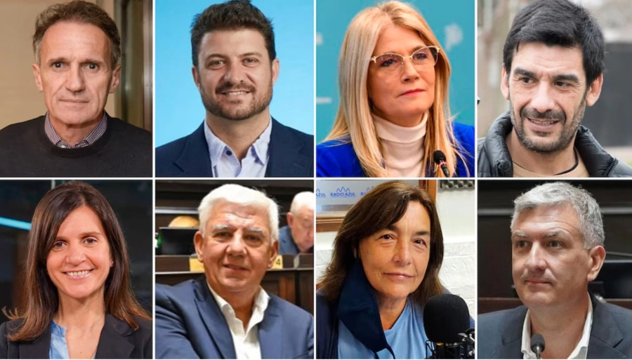 Los candidatos de Fuerza Patria de las o secciones electorales: Gabriel Katopodis, Diego Nanni, Ver&oacute;nica Magario, Diego Videla, Fernanda Raverta, Alejandro Dichiara, In&eacute;s Laurini y Ariel Archanco