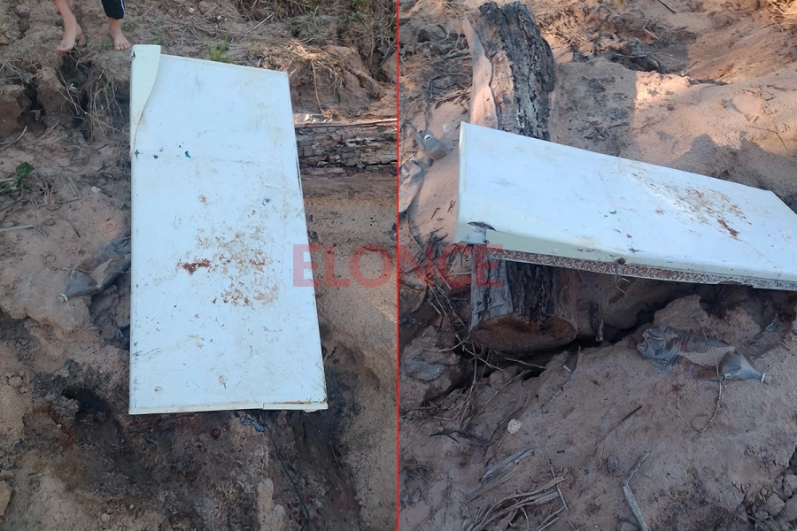 Los restos de una heladera en la isla Puente y en el islote Curup&iacute; (foto Elonce)