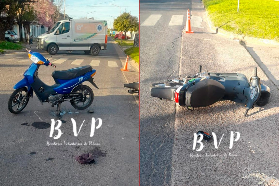 Choque de motos en avenida de Las Am&eacute;ricas y calle Pasteur (foto Bomberos Voluntarios de Paran&aacute;)