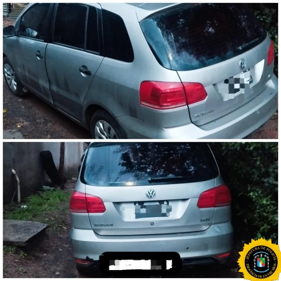 El auto recuperado en Chajar&iacute; (foto Polic&iacute;a de Entre R&iacute;os)