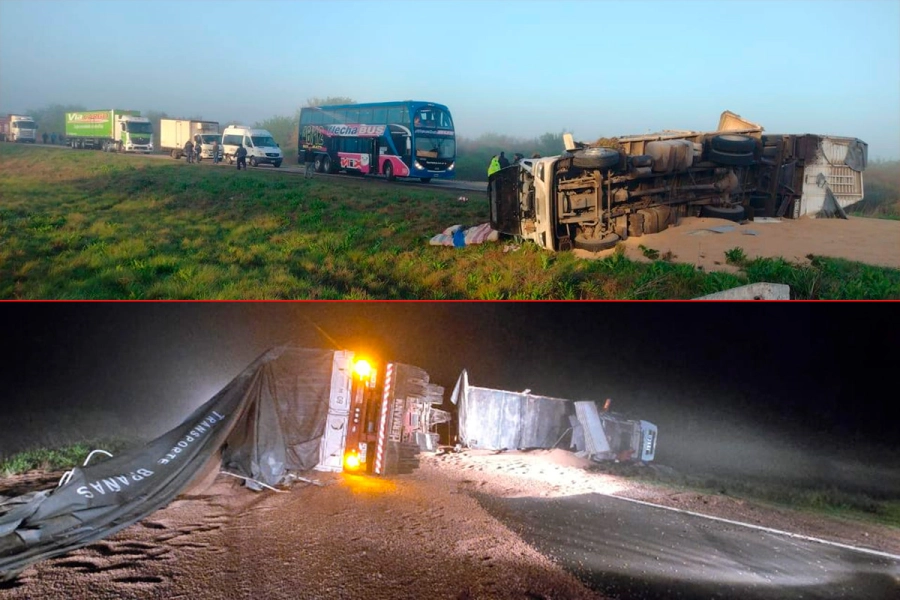 Vuelco de cami&oacute;n en Villaguay (foto Campo y Ciudad)