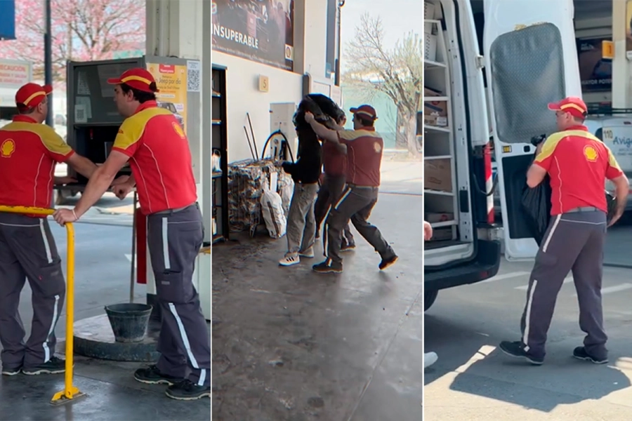 Repudiable video en estaci&oacute;n de servicio