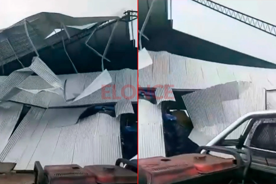 Temporal destruyó un gran galpón en zona rural entrerriana: fotos y videos