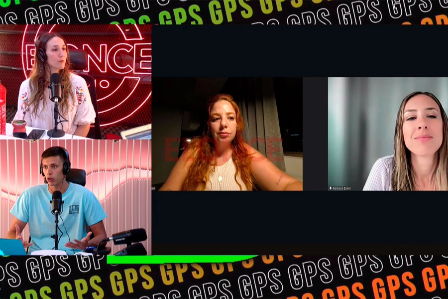 Las entrevistadas con los conductores de GPS, Tiago Romero y Ayel&eacute;n Herbel, este martes. Foto: Elonce.