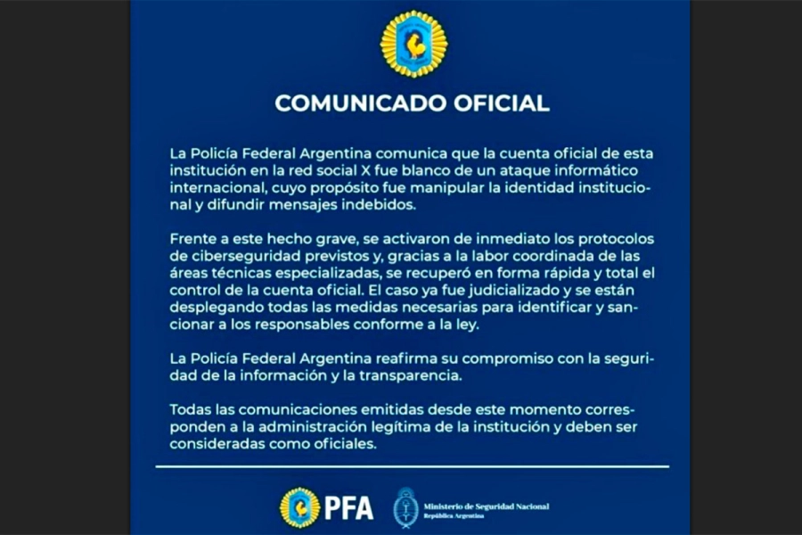 El comunicado de la Policía Federal