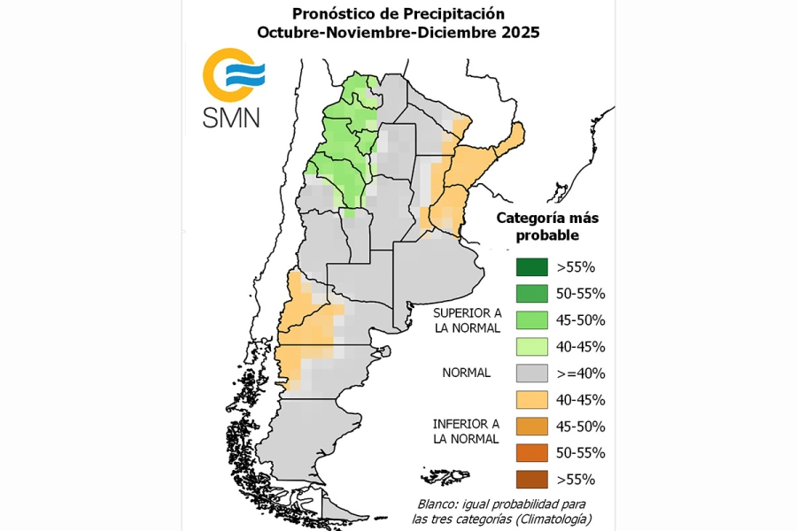 El pronóstico trimestral para el país. Foto: SMN.