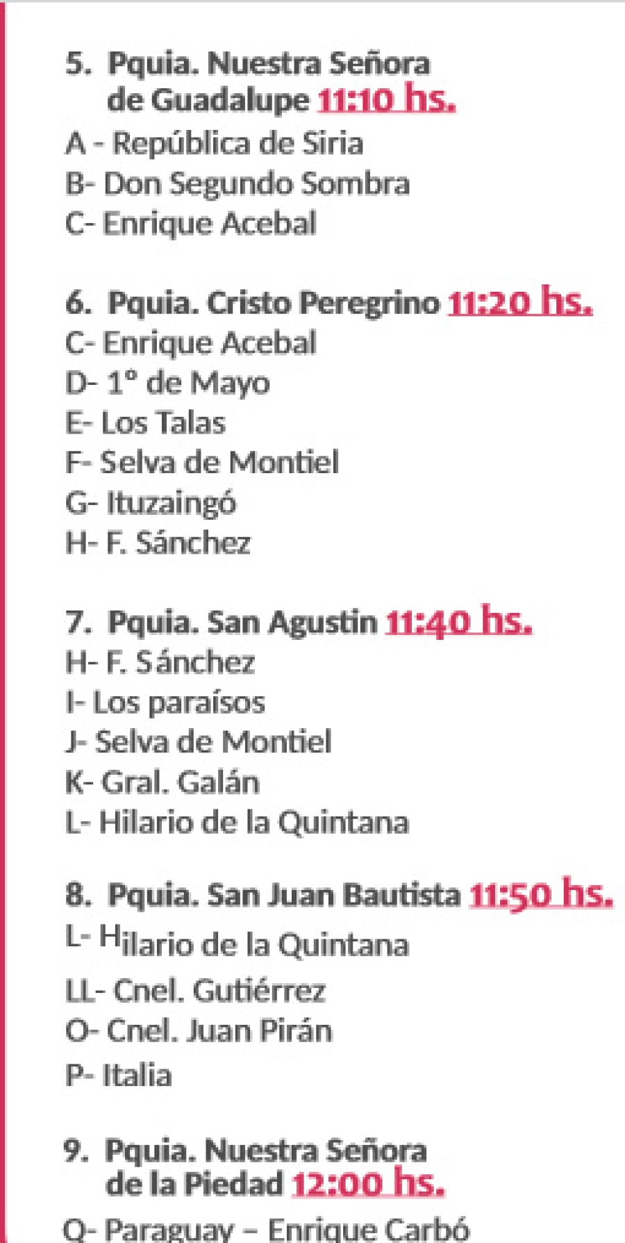 Caravana de la Virgen del Rosario: Detalle del recorrido por la ciudad